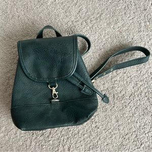 Free People mini backpack/purse in hunter green.